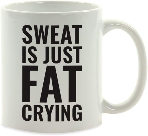 Andaz Press Fitness Coffee Mug Sweat is Just Fat Crying-Set of 1-Andaz Press-Sweat is Just Fat Crying-