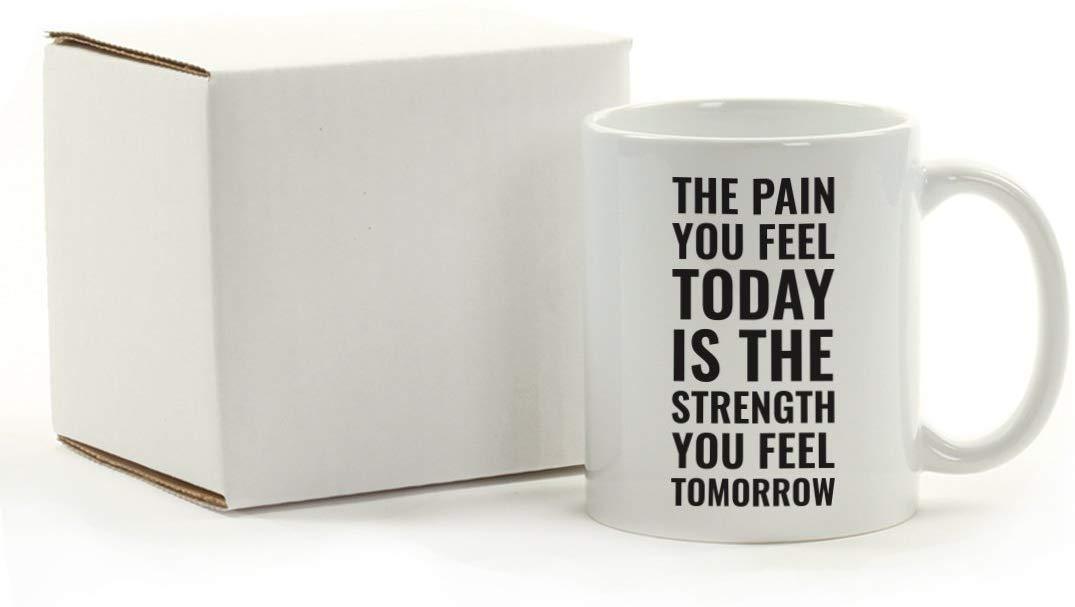 Andaz Press Fitness Coffee Mug The Pain You Feel Today is The Strength You Feel Tomorrow-Set of 1-Andaz Press-The Pain You Feel Today is The Strength You Feel Tomorrow-