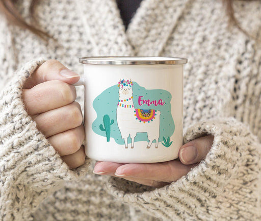 Andaz Press Personalized 11oz Llama and Cactus Baby Shower Party Campfire Metal Coffee Mug-Set of 1-Andaz Press-