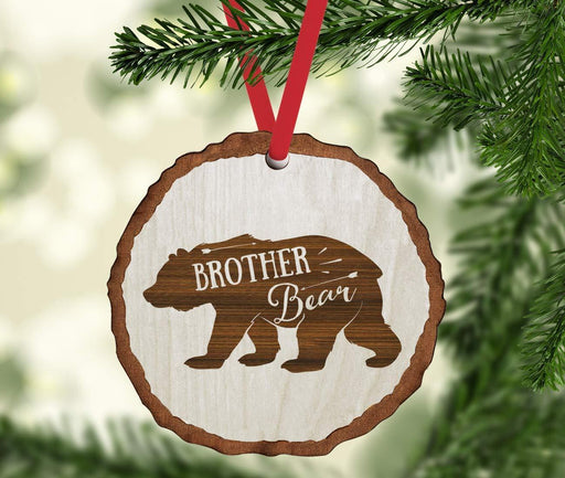 Andaz Press Real Wood Rustic Christmas Ornament, Engraved Wood Slab, Brother Bear-Set of 1-Andaz Press-Brother Bear-