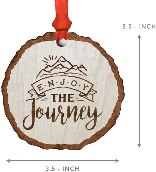 Andaz Press Real Wood Rustic Christmas Ornament, Engraved Wood Slab, Enjoy The Journey-Set of 1-Andaz Press-Enjoy The Journey-