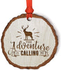 Andaz Press Real Wood Rustic Christmas Ornament, Engraved Wood Slab, The Adventure is Calling Me-Set of 1-Andaz Press-The Adventure is Calling Me-