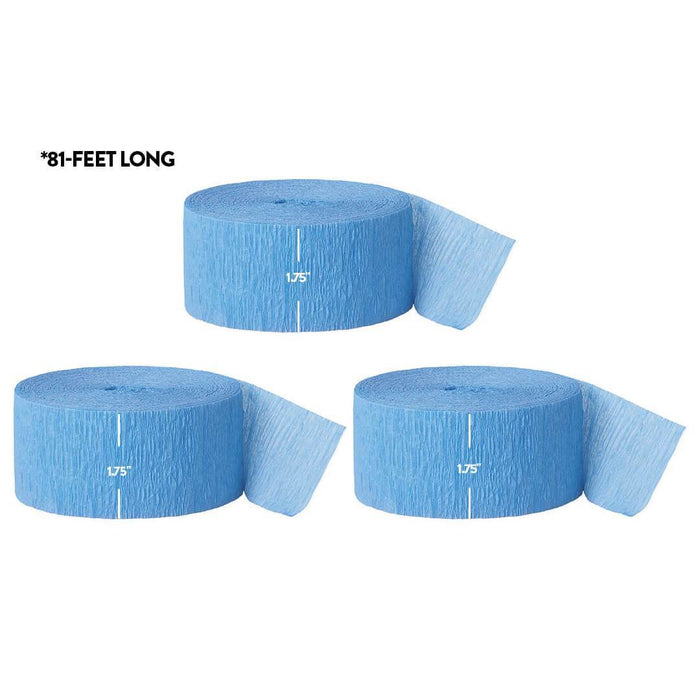 Baby Blue Crepe Paper Streamer Hanging Decorative Kit-Set of 3-Andaz Press-