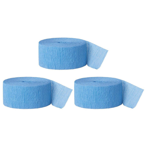 Baby Blue Crepe Paper Streamer Hanging Decorative Kit-Set of 3-Andaz Press-