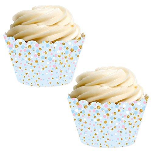 50 Pack Blue and Gold Polka Dot Cupcake Liners Wrappers, Muffin Paper  Baking Cup for Wedding & Birthday