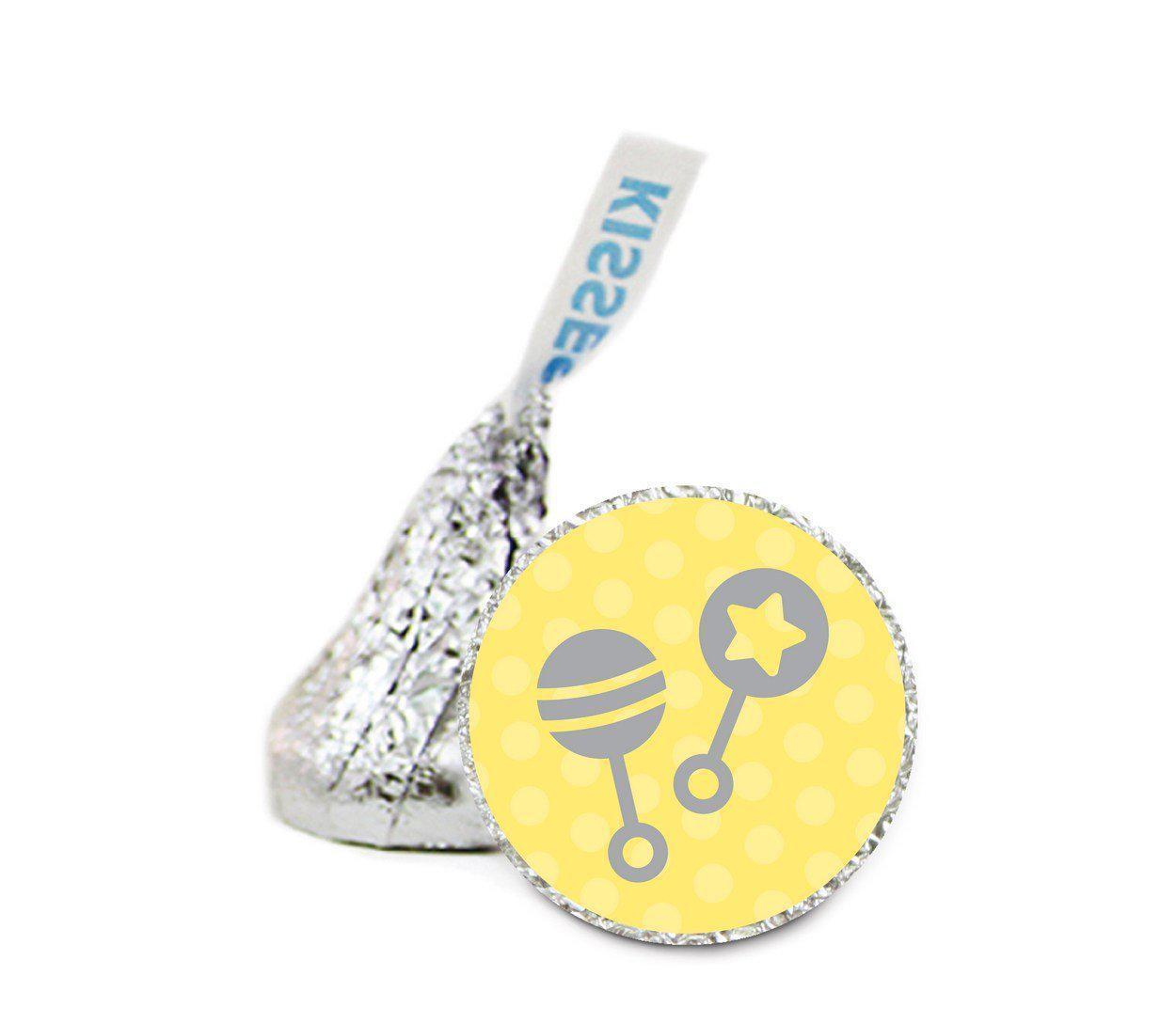 Baby Rattles Hershey's Kiss Baby Shower Stickers-Set of 216-Andaz Press-Neutral-