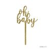 Baby Shower Oh Baby Glitter Acrylic Cake Toppers-Set of 1-Andaz Press-Gold-