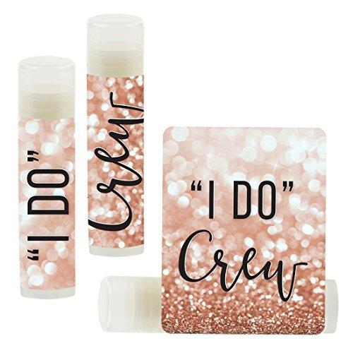 Bachelorette Faux Rose Gold Glitter Shimmer, Lip Balm Favors-Set of 12-Andaz Press-I Do Crew-