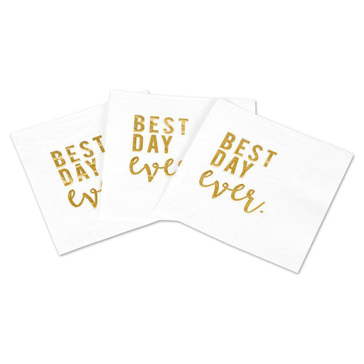 Best Day Ever Funny Cocktail Napkins-Set of 50-Andaz Press-Gold-