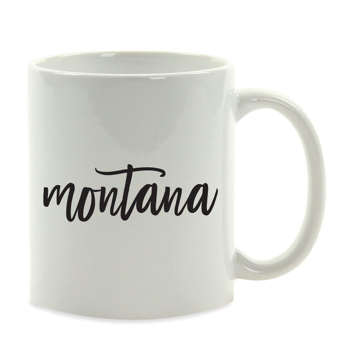 Black Calligraphy US State Ceramic Coffee Mug-Set of 1-Andaz Press-Montana-