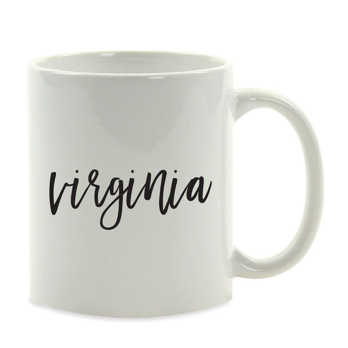 Black Calligraphy US State Ceramic Coffee Mug-Set of 1-Andaz Press-Virginia-