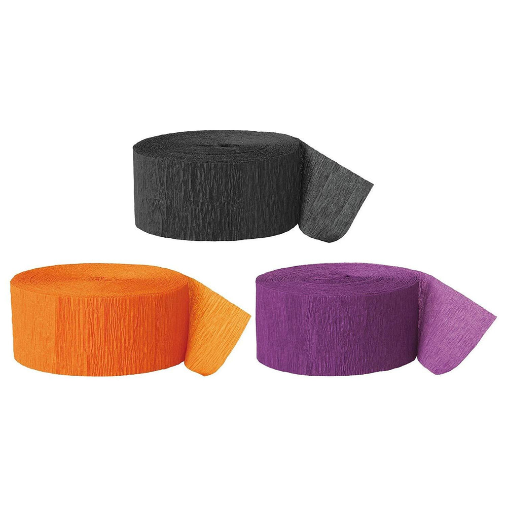 Black, Orange, Purple Crepe Paper Streamer Hanging Decorative Kit-Set of 3-Andaz Press-