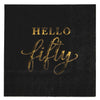 Black with Real Gold Foil Scripted Hello Fifty Cocktail Napkins-Set of 100-Andaz Press-