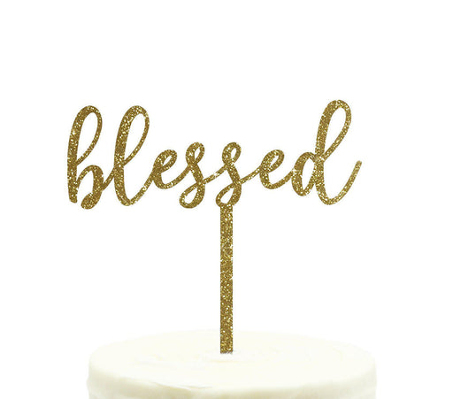 Blessed Baptism Glitter Acrylic Cake Toppers-Set of 1-Andaz Press-Gold-