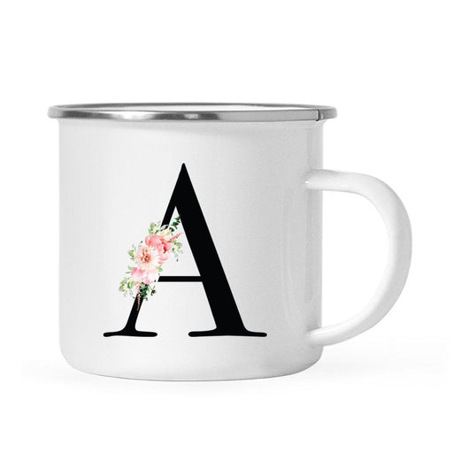 Blush Floral Monogram Campfire Coffee Mug-Set of 1-Andaz Press-Letter A-