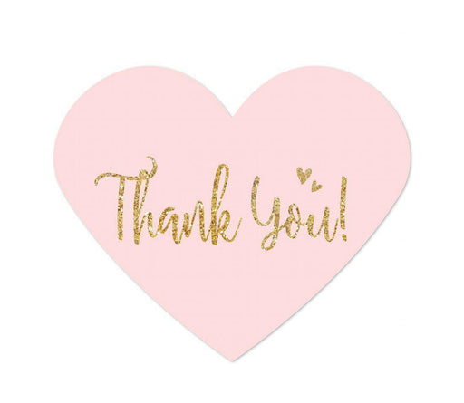 Blush Pink Gold Glitter Print Wedding Heart Label Thank You Stickers-Set of 75-Andaz Press-