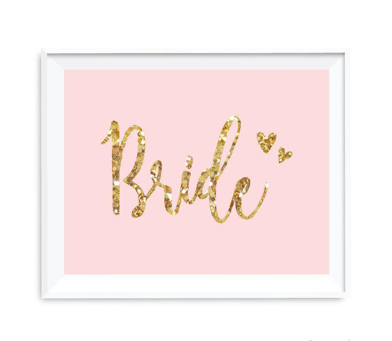 Blush Pink Gold Glitter Print Wedding Party Signs-Set of 1-Andaz Press-Bride-