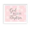 Blush Pink and Gray Baby Girl Baptism Party Sign, God Bless This Baptism-set of 1-Andaz Press-
