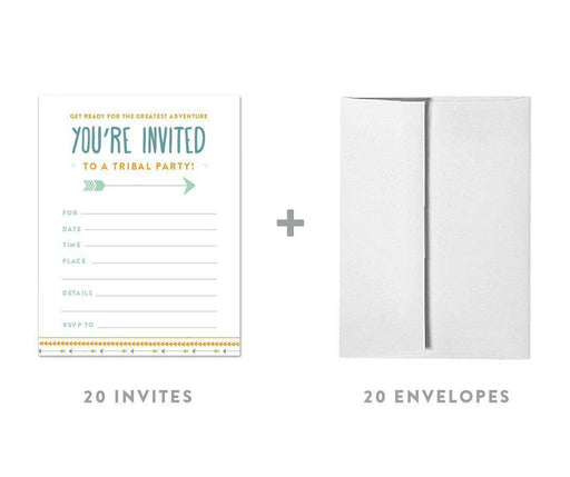 Boho Chic Tribal Birthday Blank Invitations-Set of 20-Andaz Press-