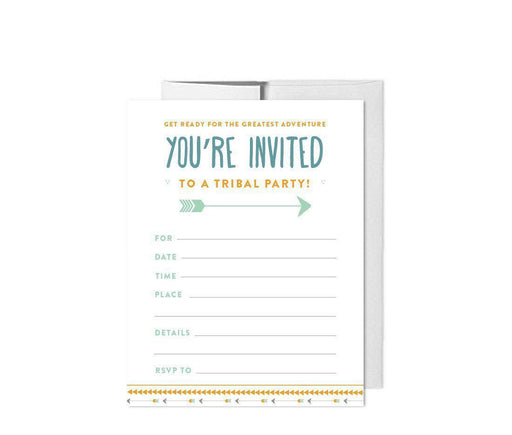 Boho Chic Tribal Birthday Blank Invitations-Set of 20-Andaz Press-