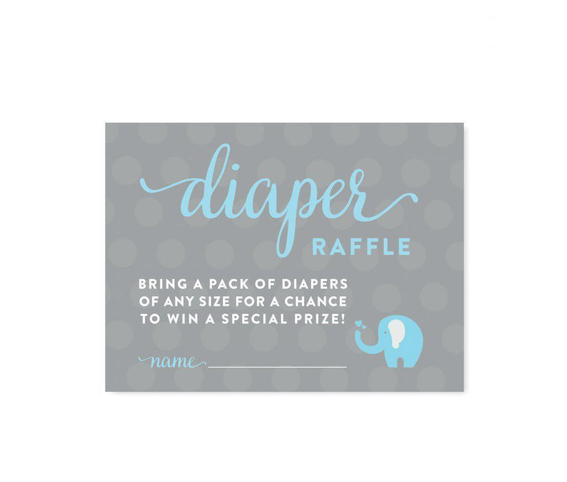 Boy Elephant Baby Shower Fun Game Cards-Set of 30-Andaz Press-Diaper Raffle-