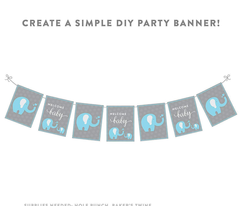 Boy Elephant Baby Shower Party Signs & Banner Decorations-Set of 20-Andaz Press-