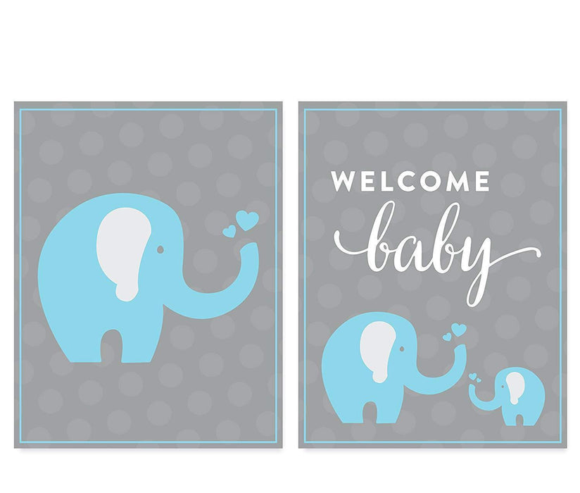 Boy Elephant Baby Shower Party Signs & Banner Decorations-Set of 20-Andaz Press-