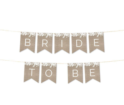 Burlap Lace Wedding Hanging Pennant Party Banner with String-Set of 1-Koyal Wholesale-Bride To Be-