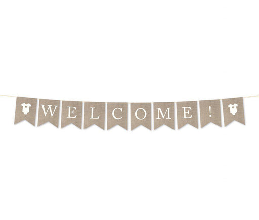 Burlap Pennant Party Banner-Set of 1-Andaz Press-Welcome!-