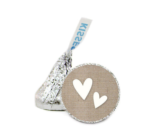 Burlap Wedding Hershey's Kisses Stickers-Set of 216-Andaz Press-Double Hearts-