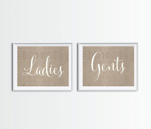 Burlap Wedding Party Signs, 2-Pack-Set of 2-Andaz Press-Ladies, Gents-