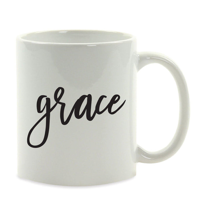 Calligraphy Good Virtues Ceramic Coffee Mug-Set of 1-Andaz Press-Grace-