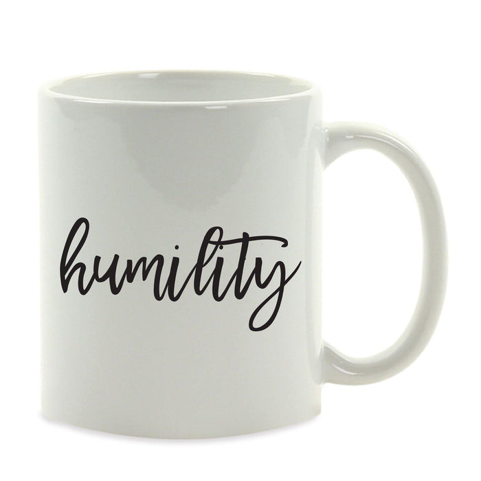 Calligraphy Good Virtues Ceramic Coffee Mug-Set of 1-Andaz Press-Humility-