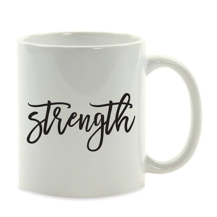 Calligraphy Good Virtues Ceramic Coffee Mug-Set of 1-Andaz Press-Strength-