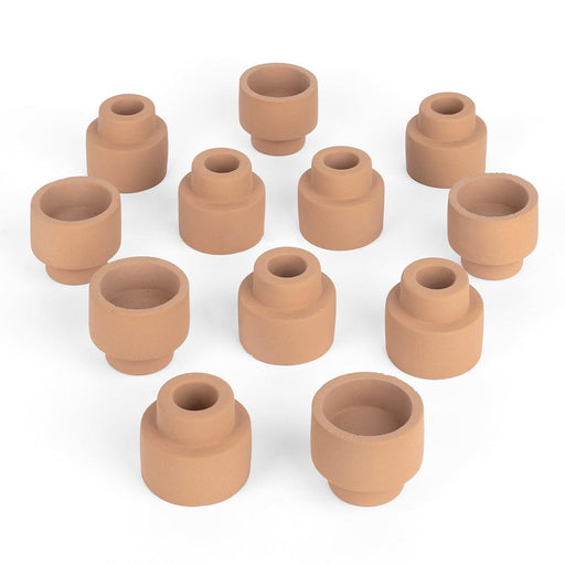 Ceramic Reversible Candle Holder, Decorative Taper and Tea Light Candle Holder, Unique Tall Candle Holders, Set of 12-Set of 12-Koyal Wholesale-Terracotta-