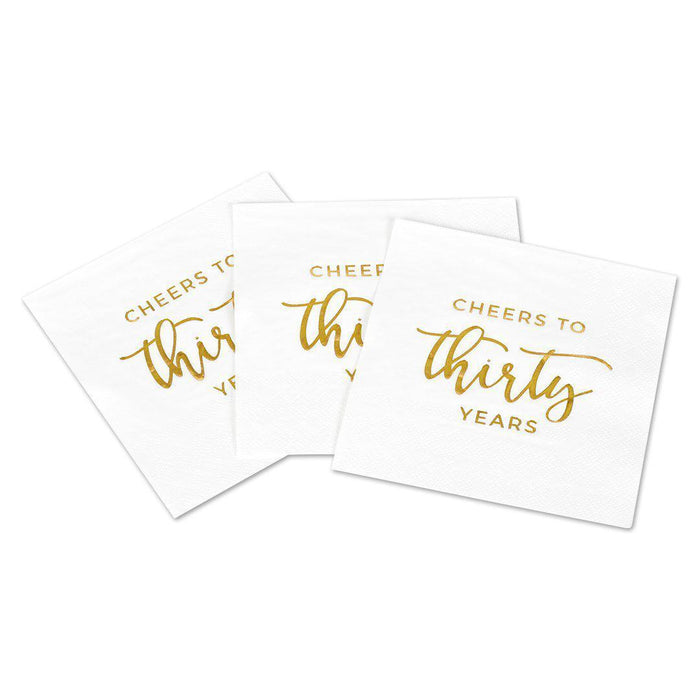 Cheers to Thirty Funny Cocktail Napkins-Set of 50-Andaz Press-