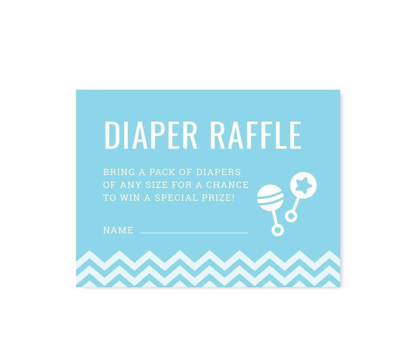 Chevron Baby Shower Games & Fun Activities-Set of 30-Andaz Press-Baby Blue-Diaper Raffle Cards-