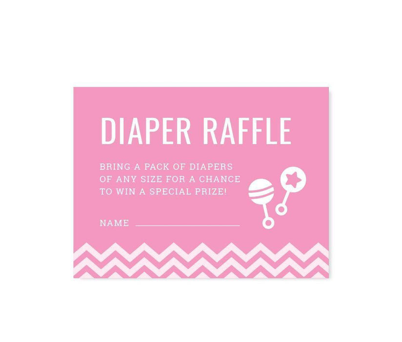 Chevron Baby Shower Games & Fun Activities-Set of 30-Andaz Press-Bubblegum Pink-Diaper Raffle Cards-