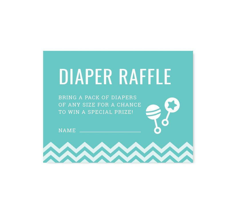 Chevron Baby Shower Games & Fun Activities-Set of 30-Andaz Press-Diamond Blue-Diaper Raffle Cards-