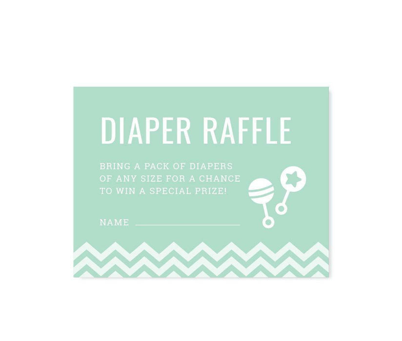 Chevron Baby Shower Games & Fun Activities-Set of 30-Andaz Press-Mint Green-Diaper Raffle Cards-