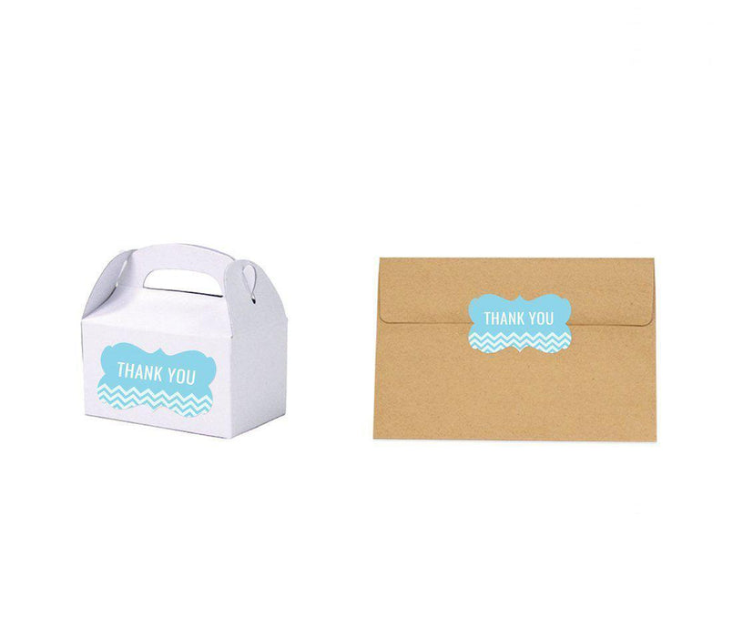 Chevron Fancy Frame Gift Labels, Thank You-Set of 36-Andaz Press-Baby Blue-