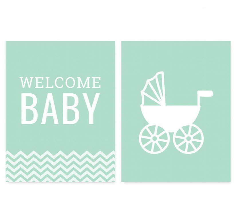 Chevron Print Baby Shower Party Signs & Banner Decorations-Set of 20-Andaz Press-Bubblegum Pink-