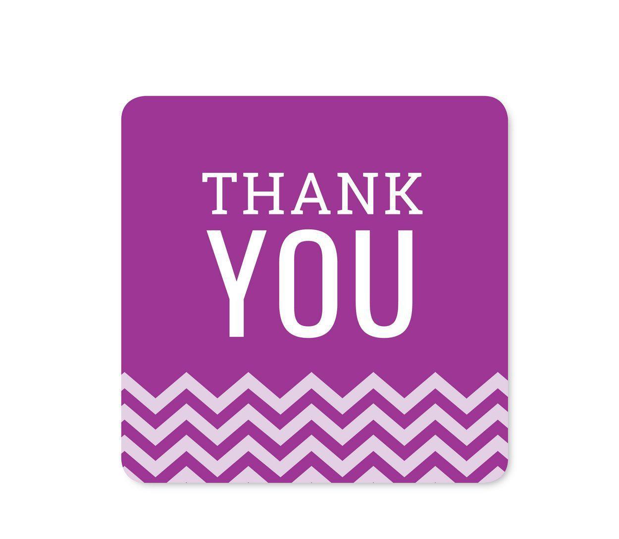 Chevron Square Gift Labels, Thank You-Set of 40-Andaz Press-Plum Purple-