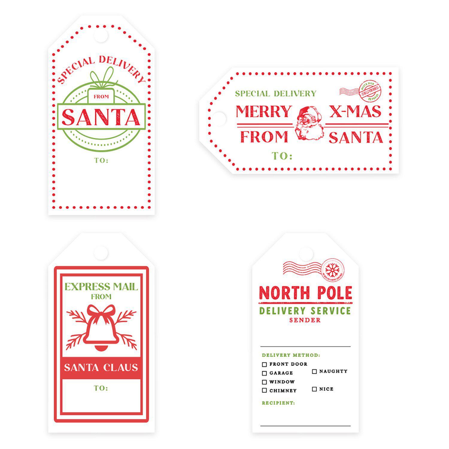 Christmas Gift Tags Sticker Set Vintage Style Set of 22
