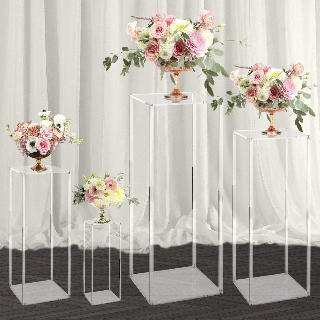 Clear Acrylic Floral Stands, Set of 4