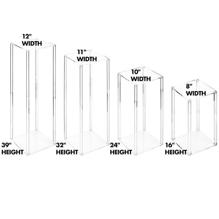 Clear Acrylic Floral Stands, Set of 4-Set of 1-Koyal Wholesale-