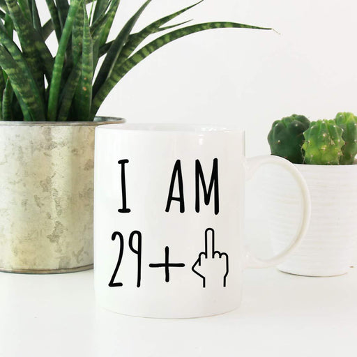 Coffee Mug Birthday Gag Gift, I Am 29 + 1 Middle Finger Graphic-Set of 1-Andaz Press-