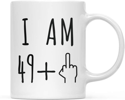 Coffee Mug Birthday Gag Gift, I Am 49 + 1 Middle Finger Graphic-Set of 1-Andaz Press-