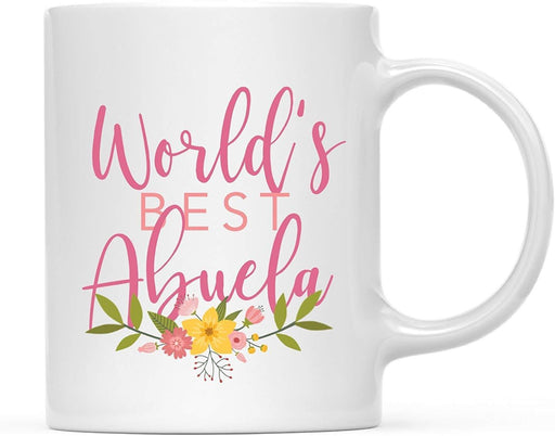 Coffee Mug Gag Gift, World's Best Abuela, Floral Design-Set of 1-Andaz Press-