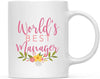 Coffee Mug Gag Gift, World's Best Manager, Floral Design-Set of 1-Andaz Press-
